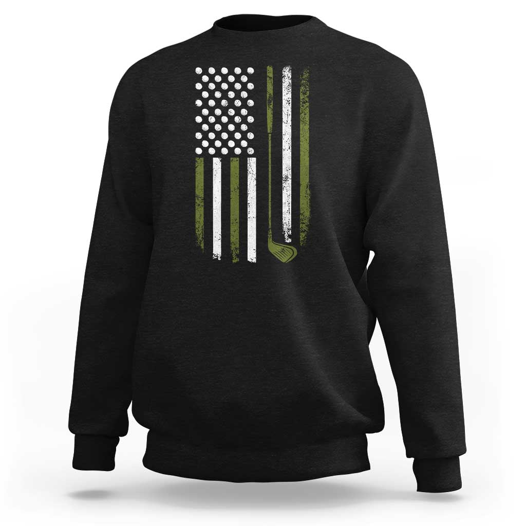 Retro American Flag Golf Sweatshirt Golfer Funny Golf Club Golfing