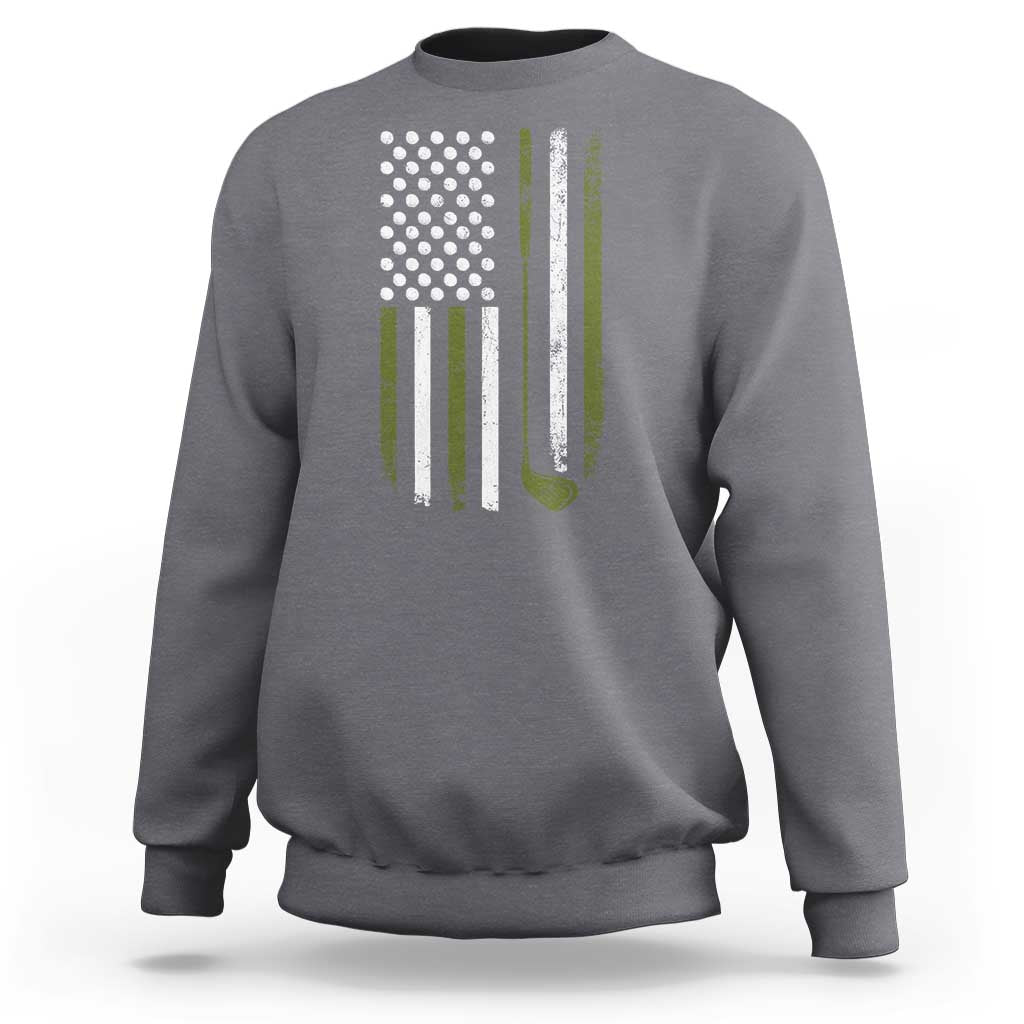 Retro American Flag Golf Sweatshirt Golfer Funny Golf Club Golfing
