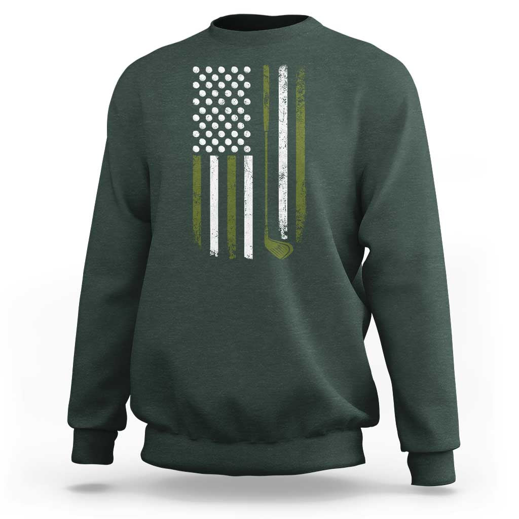 Retro American Flag Golf Sweatshirt Golfer Funny Golf Club Golfing