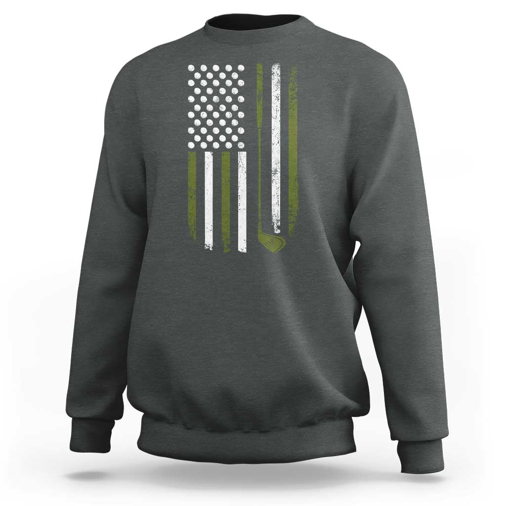 Retro American Flag Golf Sweatshirt Golfer Funny Golf Club Golfing