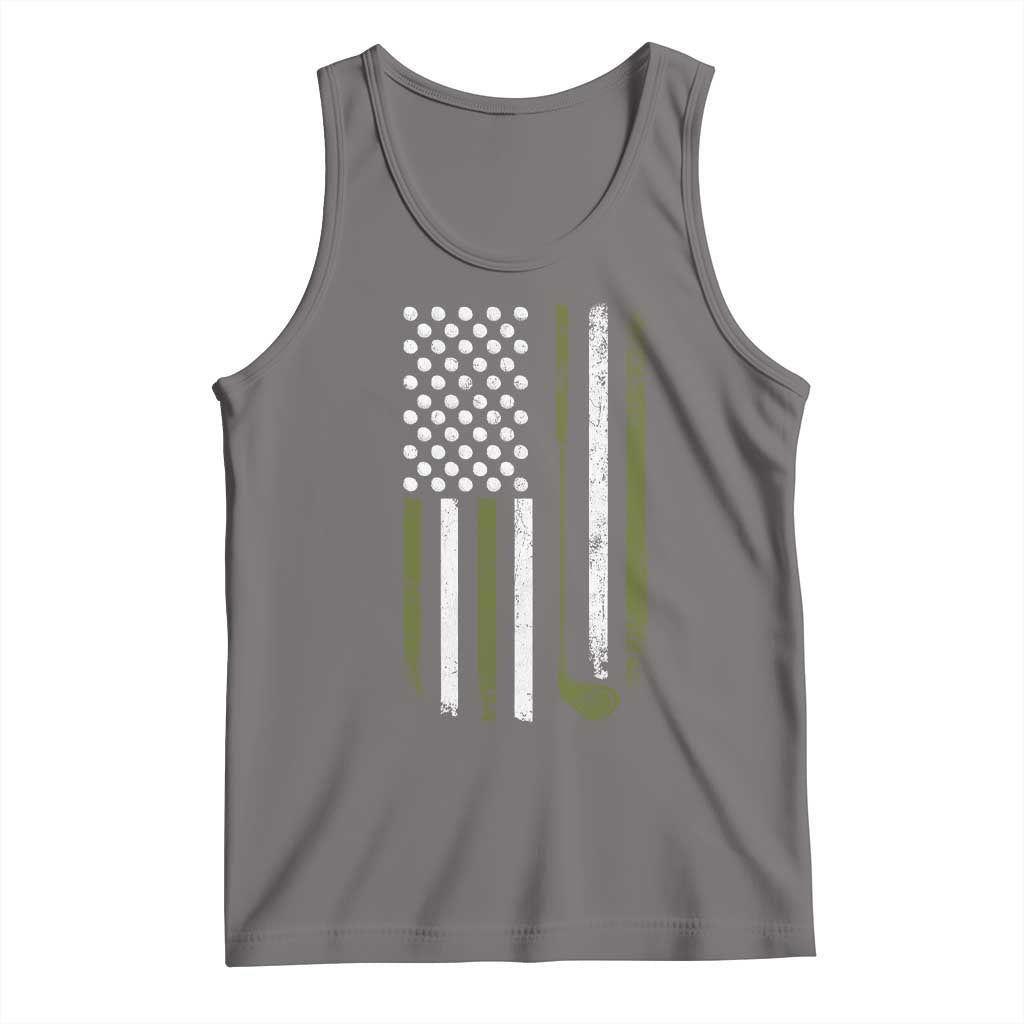 Retro American Flag Golf Tank Top Golfer Funny Golf Club Golfing