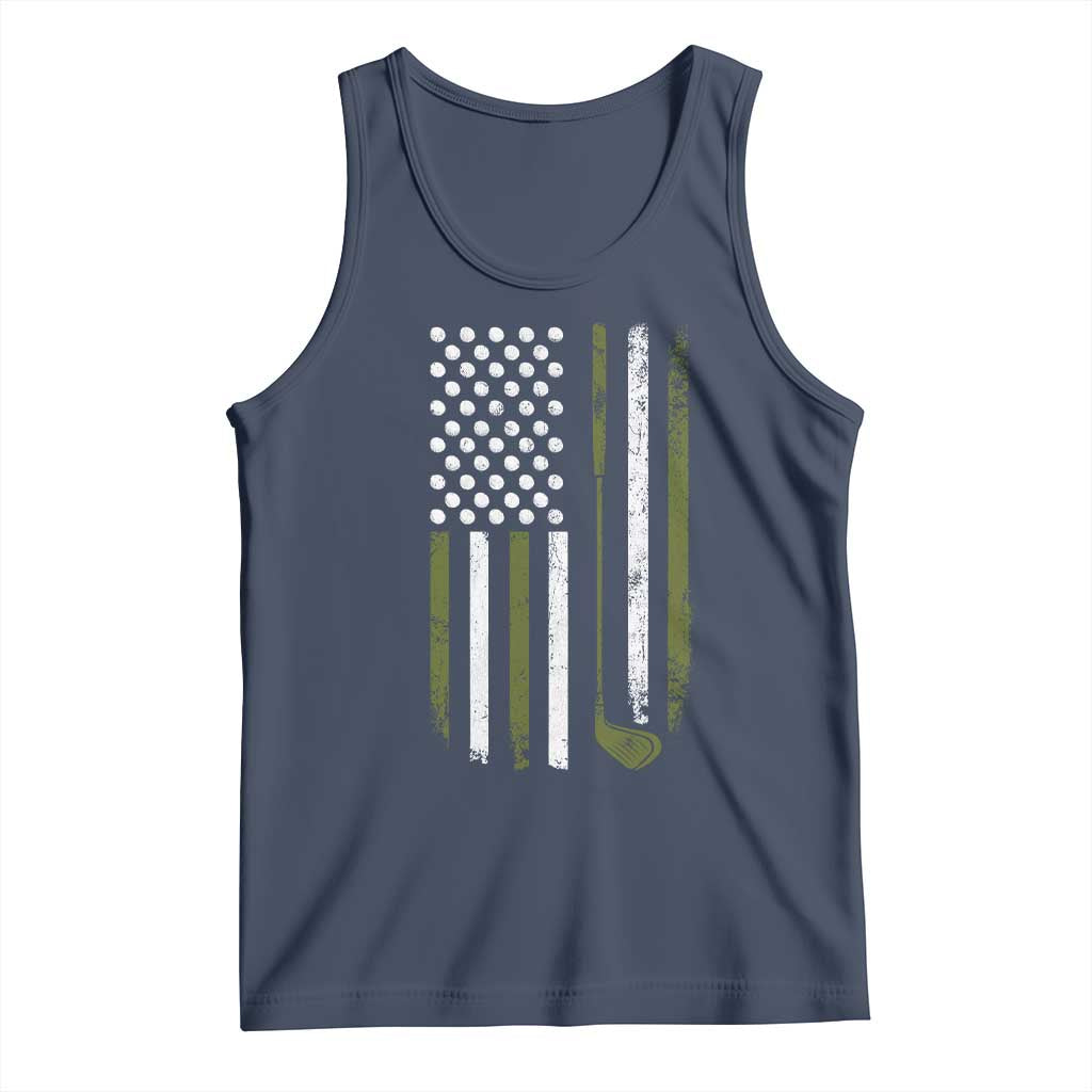 Retro American Flag Golf Tank Top Golfer Funny Golf Club Golfing