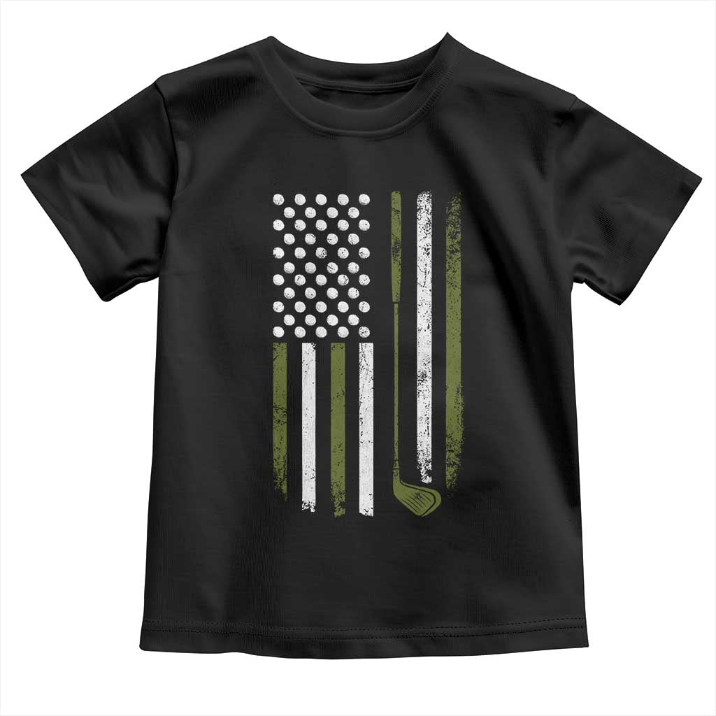 Retro American Flag Golf Toddler T Shirt Golfer Funny Golf Club Golfing
