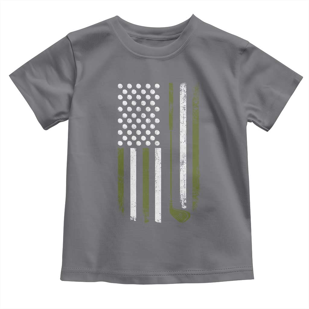 Retro American Flag Golf Toddler T Shirt Golfer Funny Golf Club Golfing