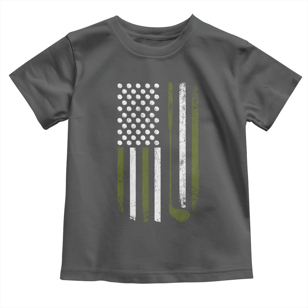 Retro American Flag Golf Toddler T Shirt Golfer Funny Golf Club Golfing