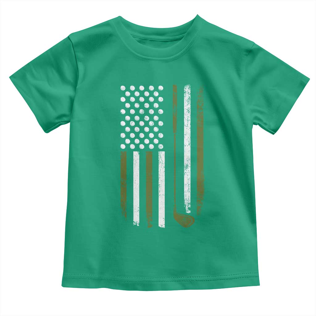 Retro American Flag Golf Toddler T Shirt Golfer Funny Golf Club Golfing