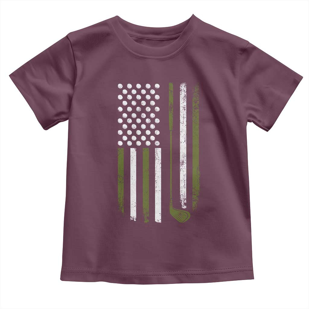 Retro American Flag Golf Toddler T Shirt Golfer Funny Golf Club Golfing
