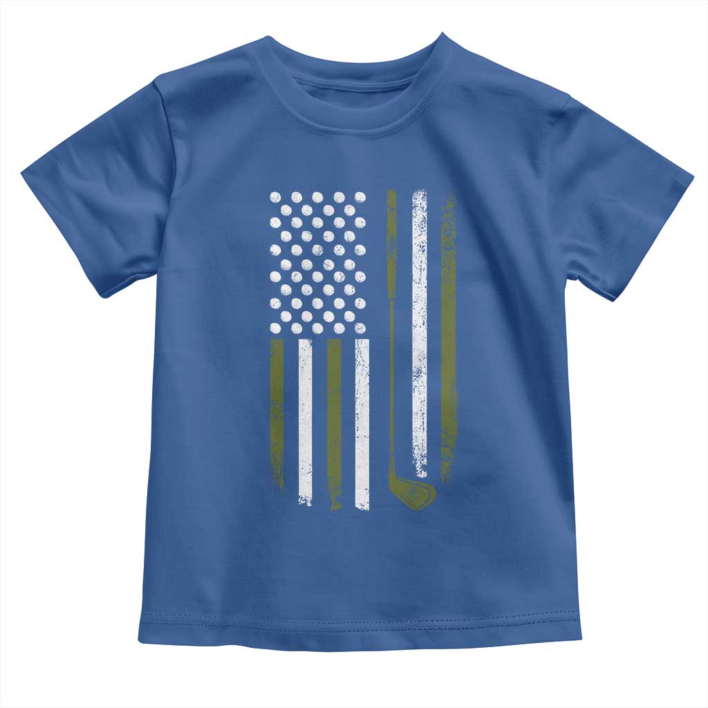 Retro American Flag Golf Toddler T Shirt Golfer Funny Golf Club Golfing