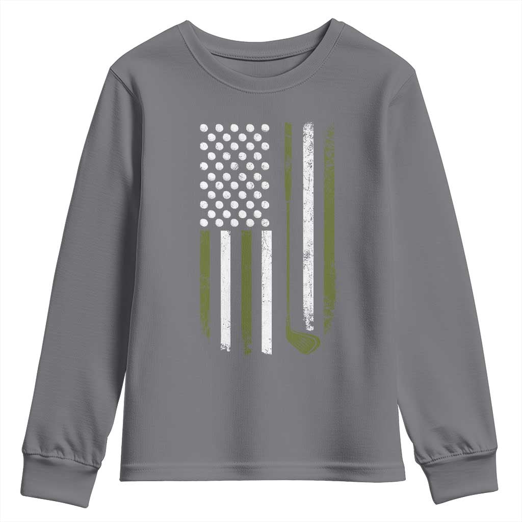 Retro American Flag Golf Youth Sweatshirt Golfer Funny Golf Club Golfing