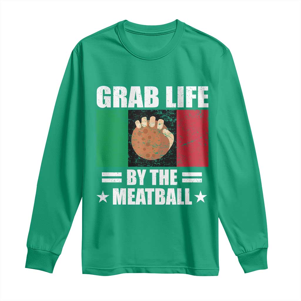 Funny Meatball Long Sleeve Shirt Italian Food Italy Flag - Wonder Print Shop