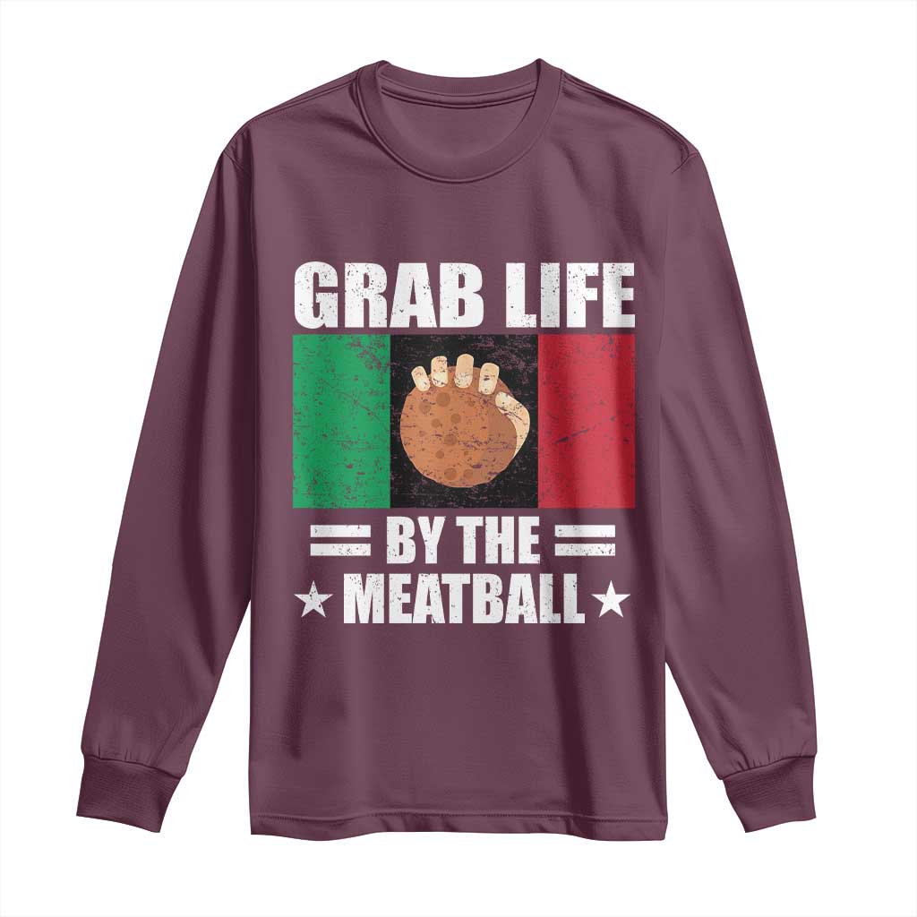 Funny Meatball Long Sleeve Shirt Italian Food Italy Flag - Wonder Print Shop