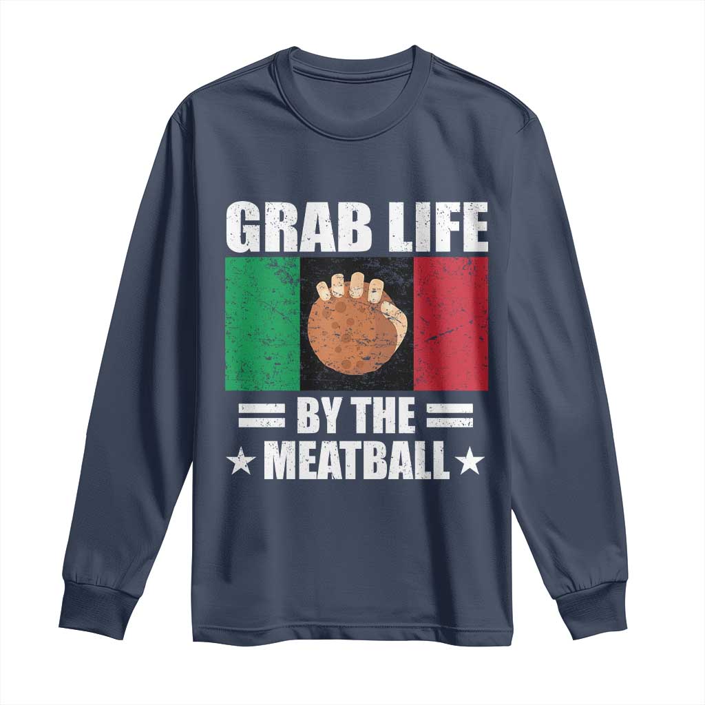 Funny Meatball Long Sleeve Shirt Italian Food Italy Flag - Wonder Print Shop