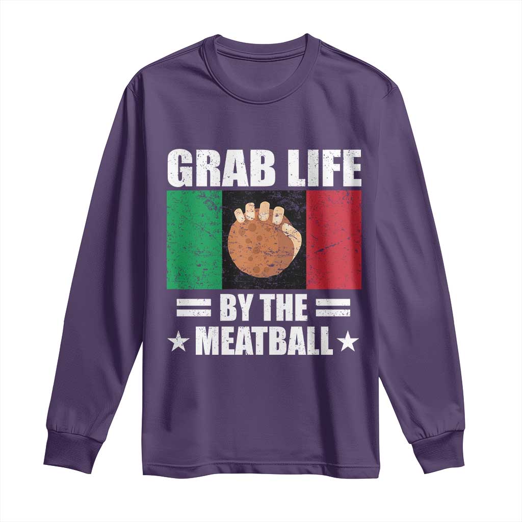 Funny Meatball Long Sleeve Shirt Italian Food Italy Flag - Wonder Print Shop