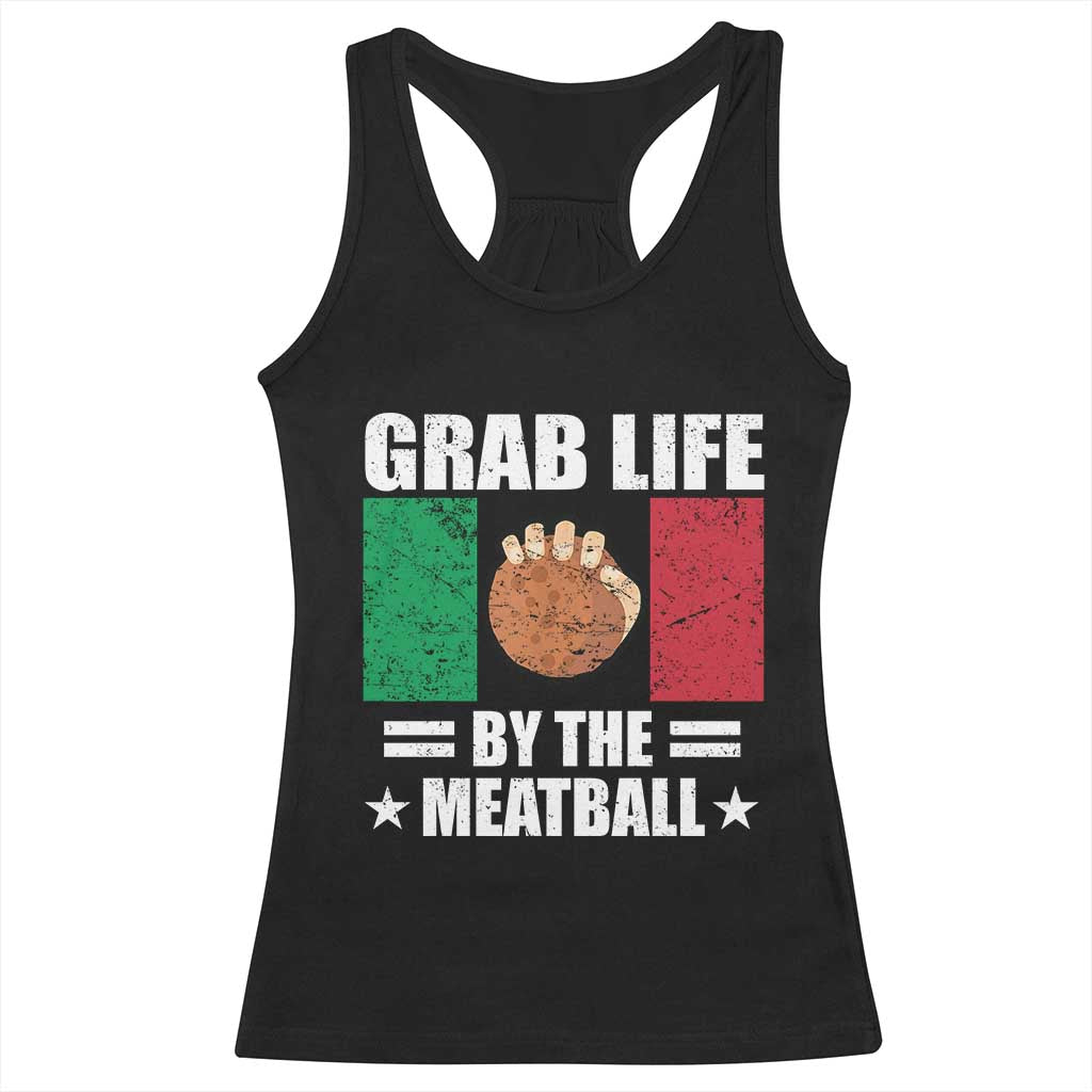 Funny Meatball Racerback Tank Top Italian Food Italy Flag - Wonder Print Shop