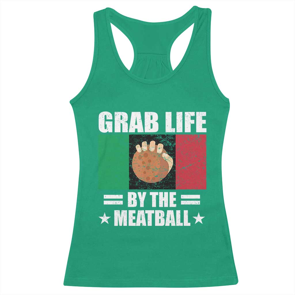 Funny Meatball Racerback Tank Top Italian Food Italy Flag - Wonder Print Shop