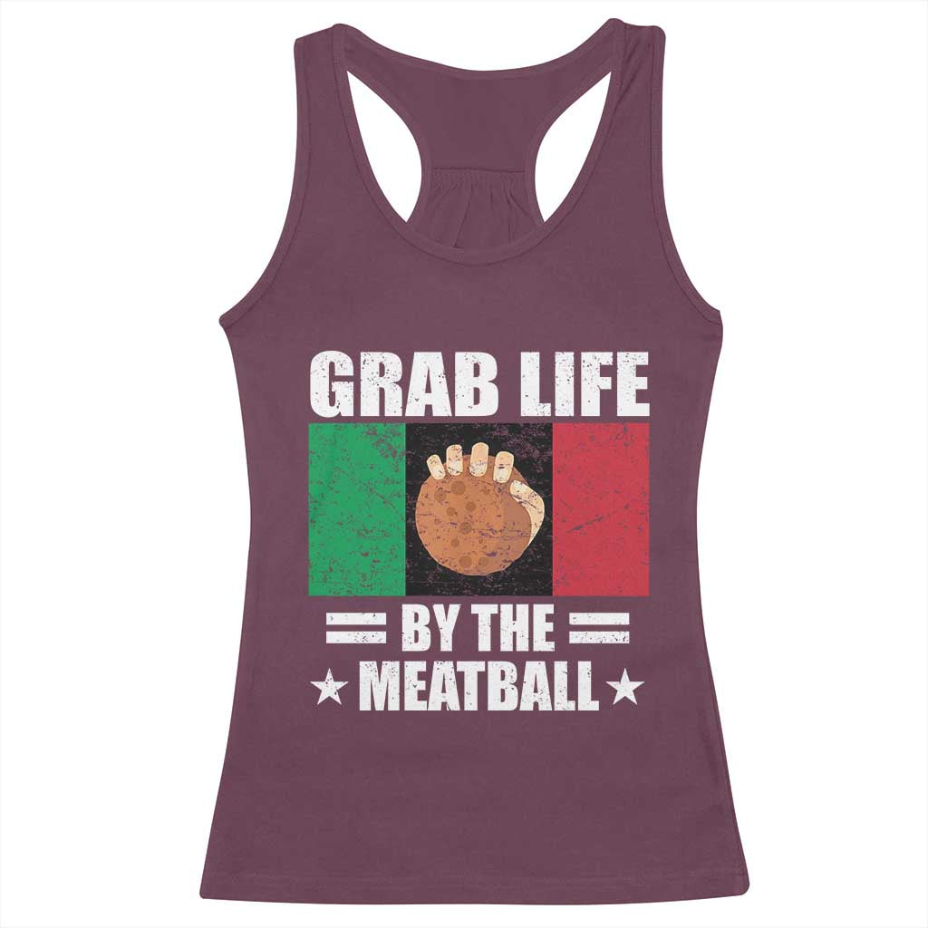Funny Meatball Racerback Tank Top Italian Food Italy Flag - Wonder Print Shop