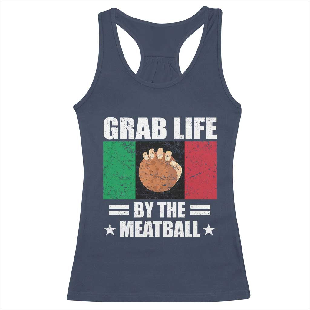 Funny Meatball Racerback Tank Top Italian Food Italy Flag - Wonder Print Shop