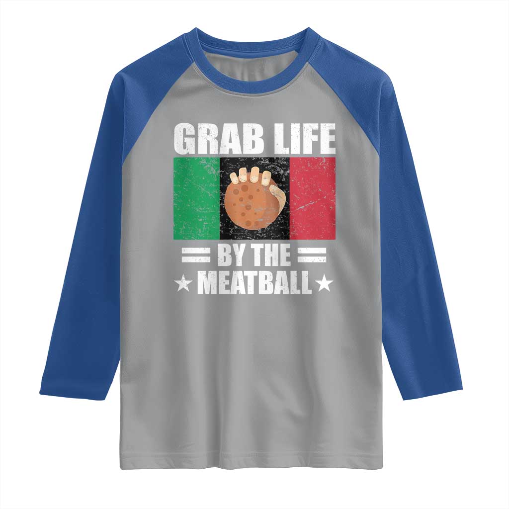 Funny Meatball Raglan Shirt Italian Food Italy Flag - Wonder Print Shop