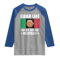 Funny Meatball Raglan Shirt Italian Food Italy Flag - Wonder Print Shop
