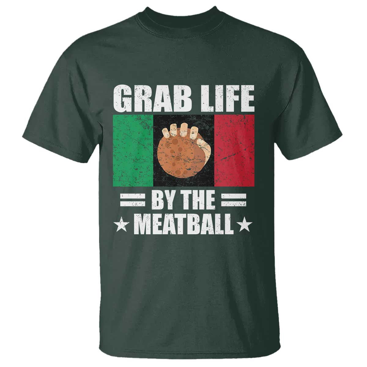 Funny Meatball T Shirt Italian Food Italy Flag - Wonder Print Shop