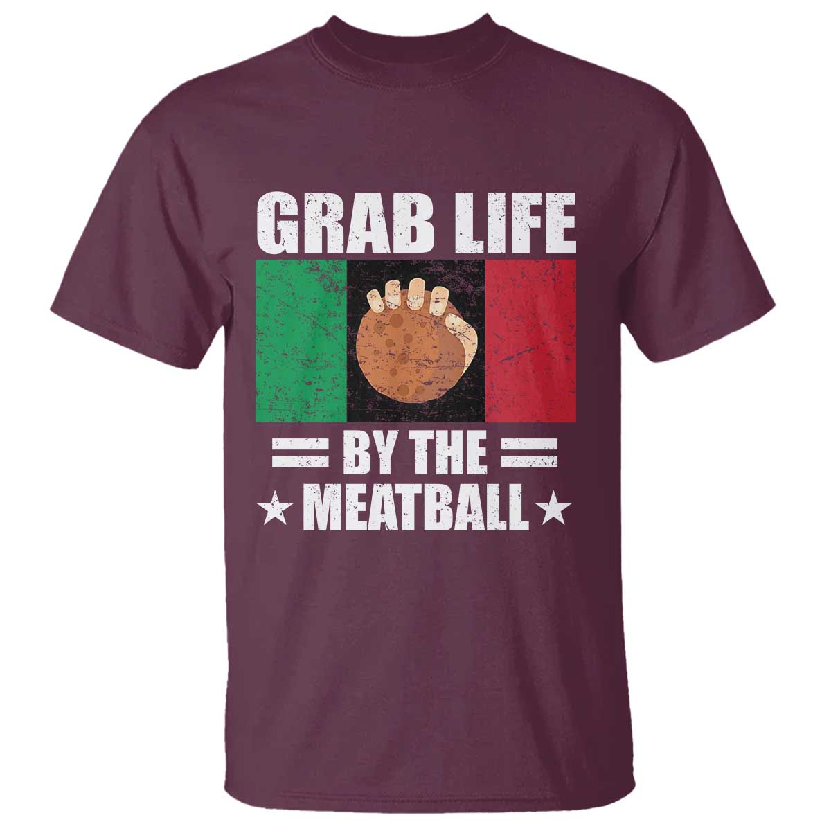 Funny Meatball T Shirt Italian Food Italy Flag - Wonder Print Shop