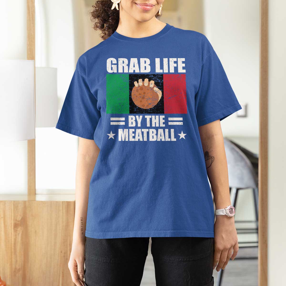 Funny Meatball T Shirt For Women Italian Food Italy Flag - Wonder Print Shop