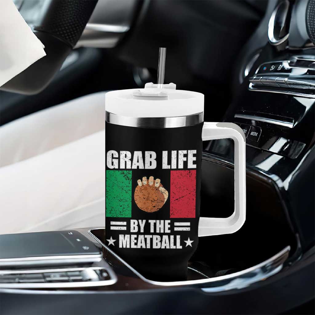 Funny Meatball Tumbler With Handle Italian Food Italy Flag - Wonder Print Shop