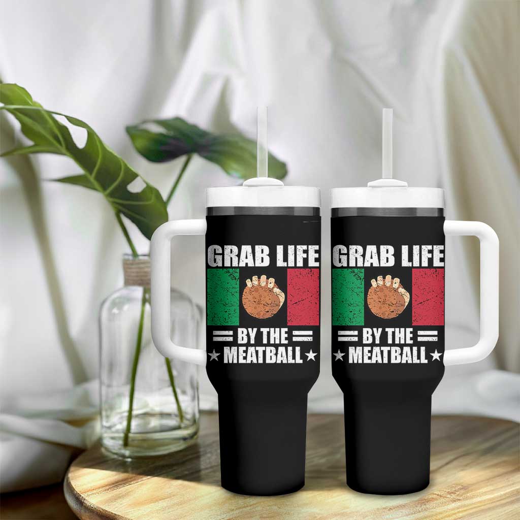 Funny Meatball Tumbler With Handle Italian Food Italy Flag - Wonder Print Shop