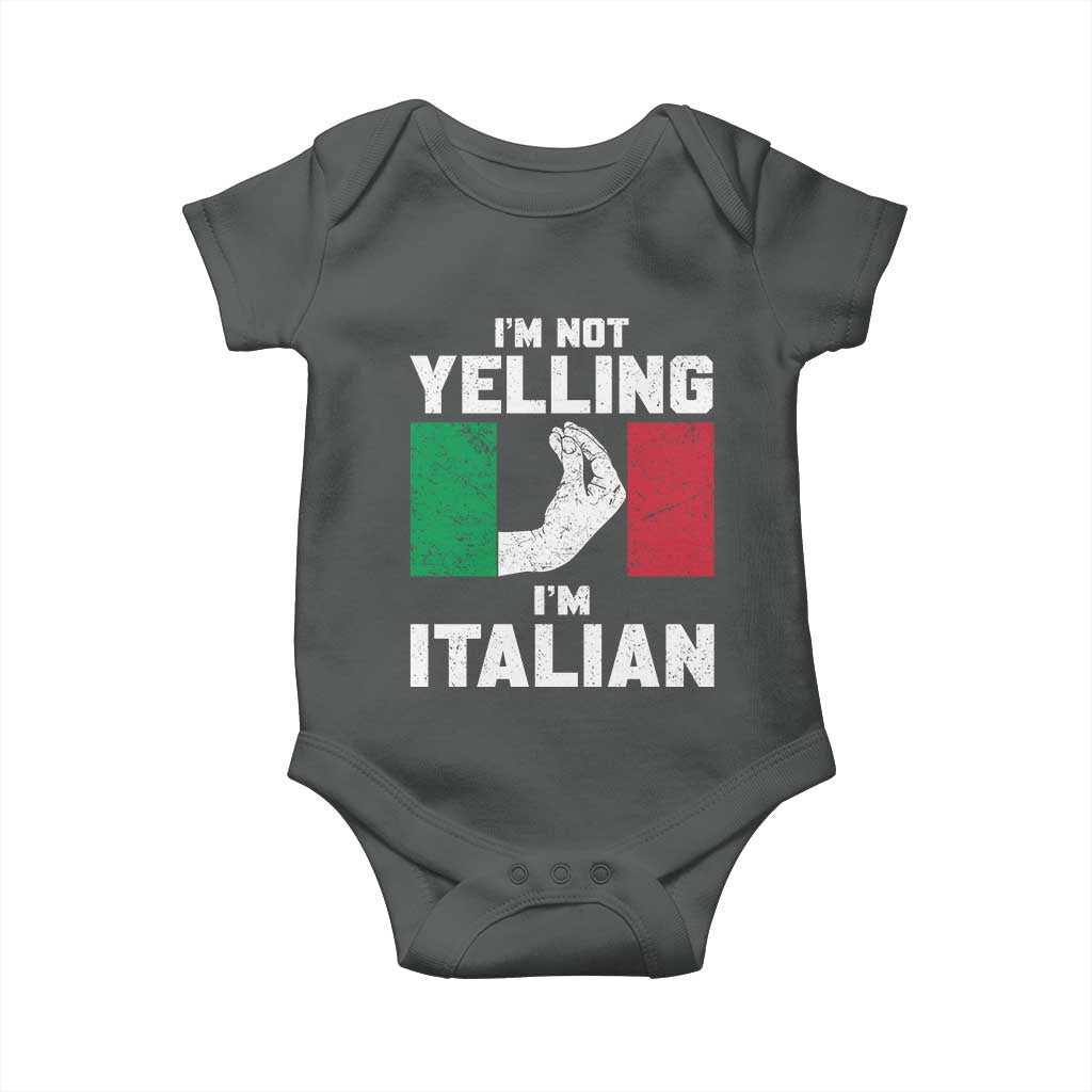 Funny Italian Baby Onesie Im Not Yelling Im Italian Italy Flag - Wonder Print Shop