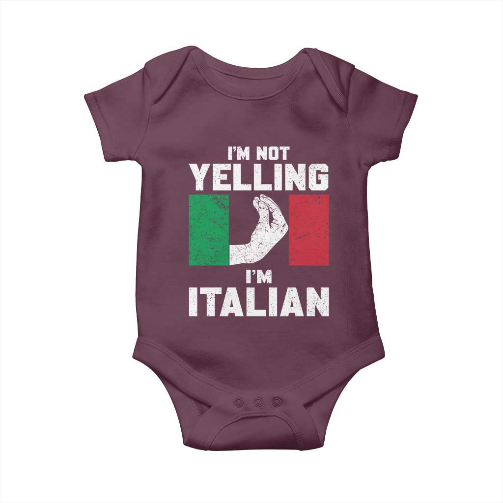 Funny Italian Baby Onesie Im Not Yelling Im Italian Italy Flag - Wonder Print Shop