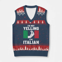 Funny Italian V-Neck Knit Sweater Vest Im Not Yelling Im Italian Italy Flag - Wonder Print Shop