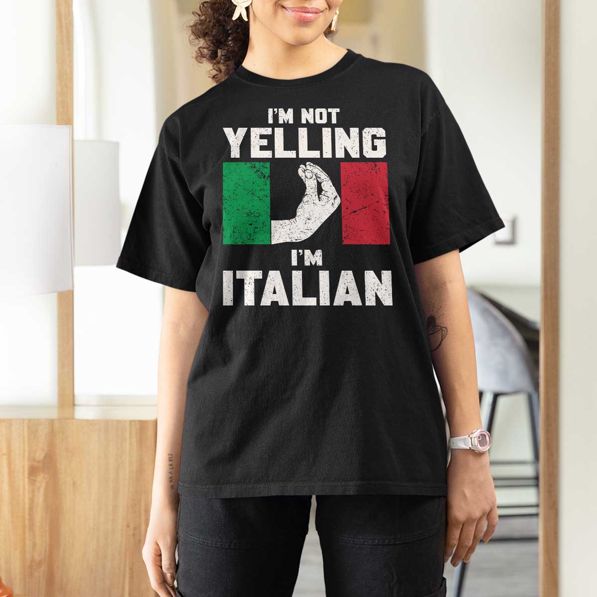 Funny Italian T Shirt For Women Im Not Yelling Im Italian Italy Flag - Wonder Print Shop