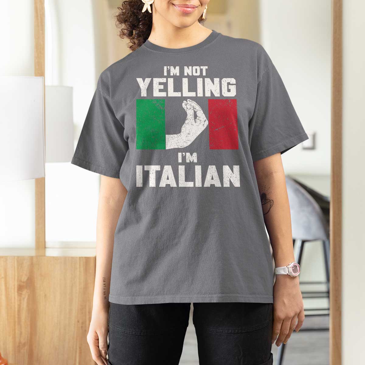 Funny Italian T Shirt For Women Im Not Yelling Im Italian Italy Flag - Wonder Print Shop