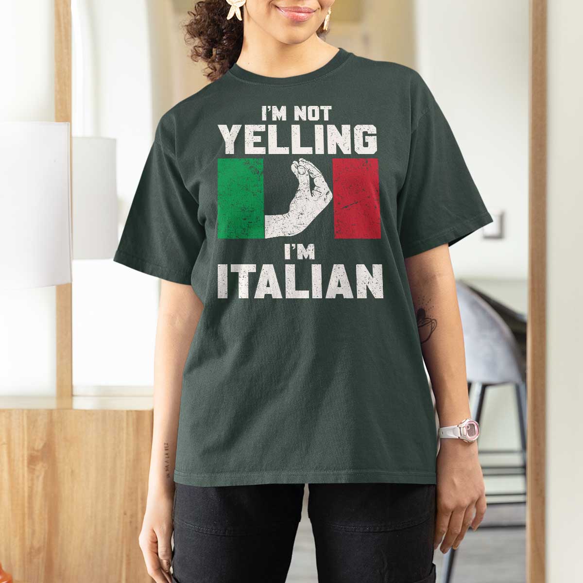 Funny Italian T Shirt For Women Im Not Yelling Im Italian Italy Flag - Wonder Print Shop