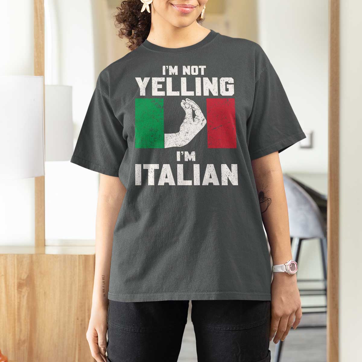Funny Italian T Shirt For Women Im Not Yelling Im Italian Italy Flag - Wonder Print Shop