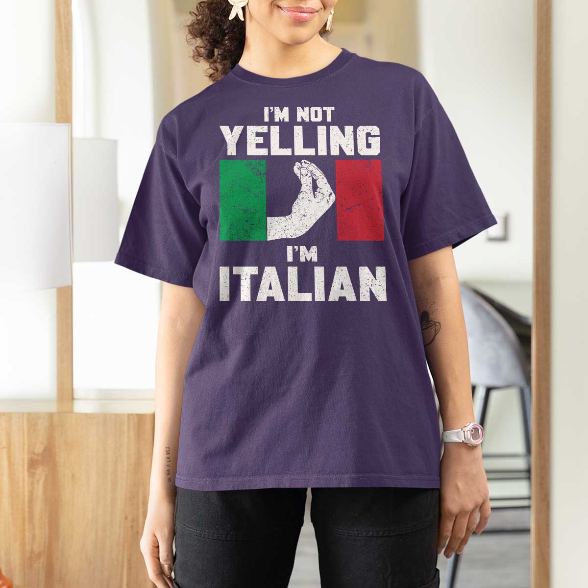 Funny Italian T Shirt For Women Im Not Yelling Im Italian Italy Flag - Wonder Print Shop