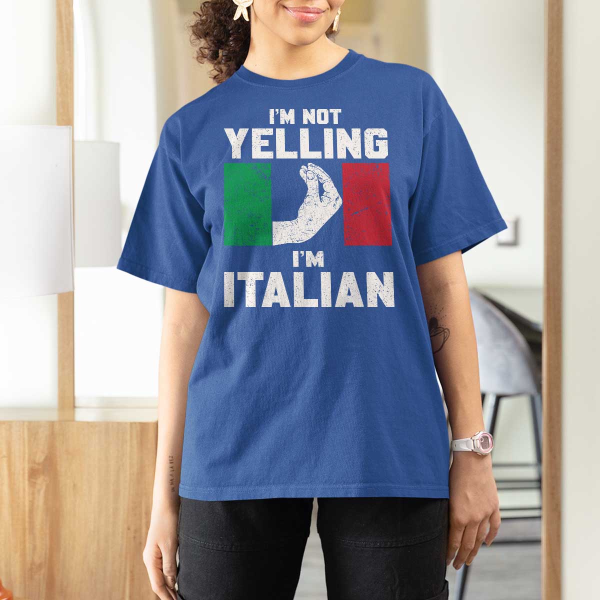 Funny Italian T Shirt For Women Im Not Yelling Im Italian Italy Flag - Wonder Print Shop