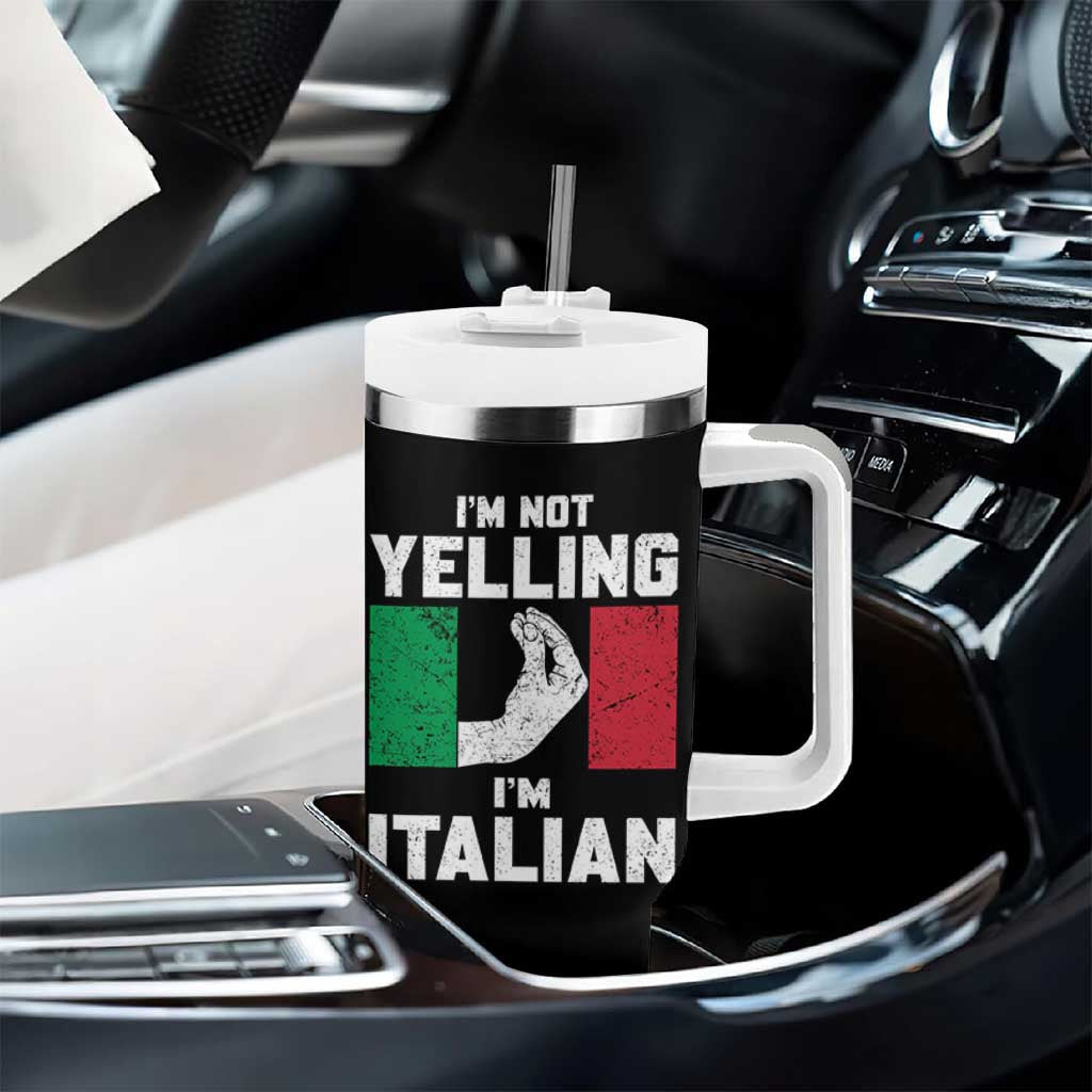 Funny Italian Tumbler With Handle Im Not Yelling Im Italian Italy Flag - Wonder Print Shop