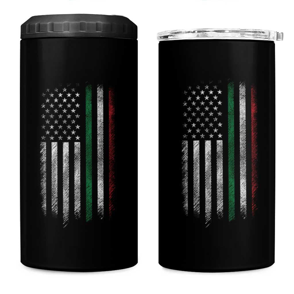Italian American Flag 4 in 1 Can Cooler Tumbler Retro Italy Flag Italian Family - Wonder Print Shop
