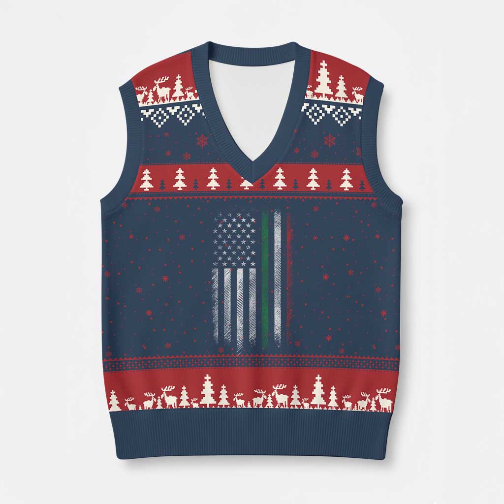 Italian American Flag V-Neck Knit Sweater Vest Retro Italy Flag Italian Family - Wonder Print Shop