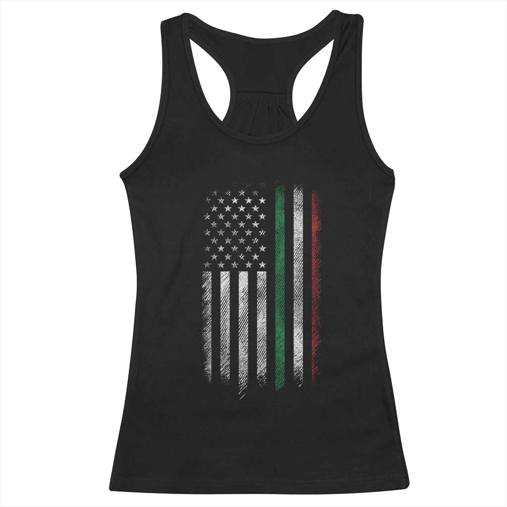 Italian American Flag Racerback Tank Top Retro Italy Flag Italian Family - Wonder Print Shop