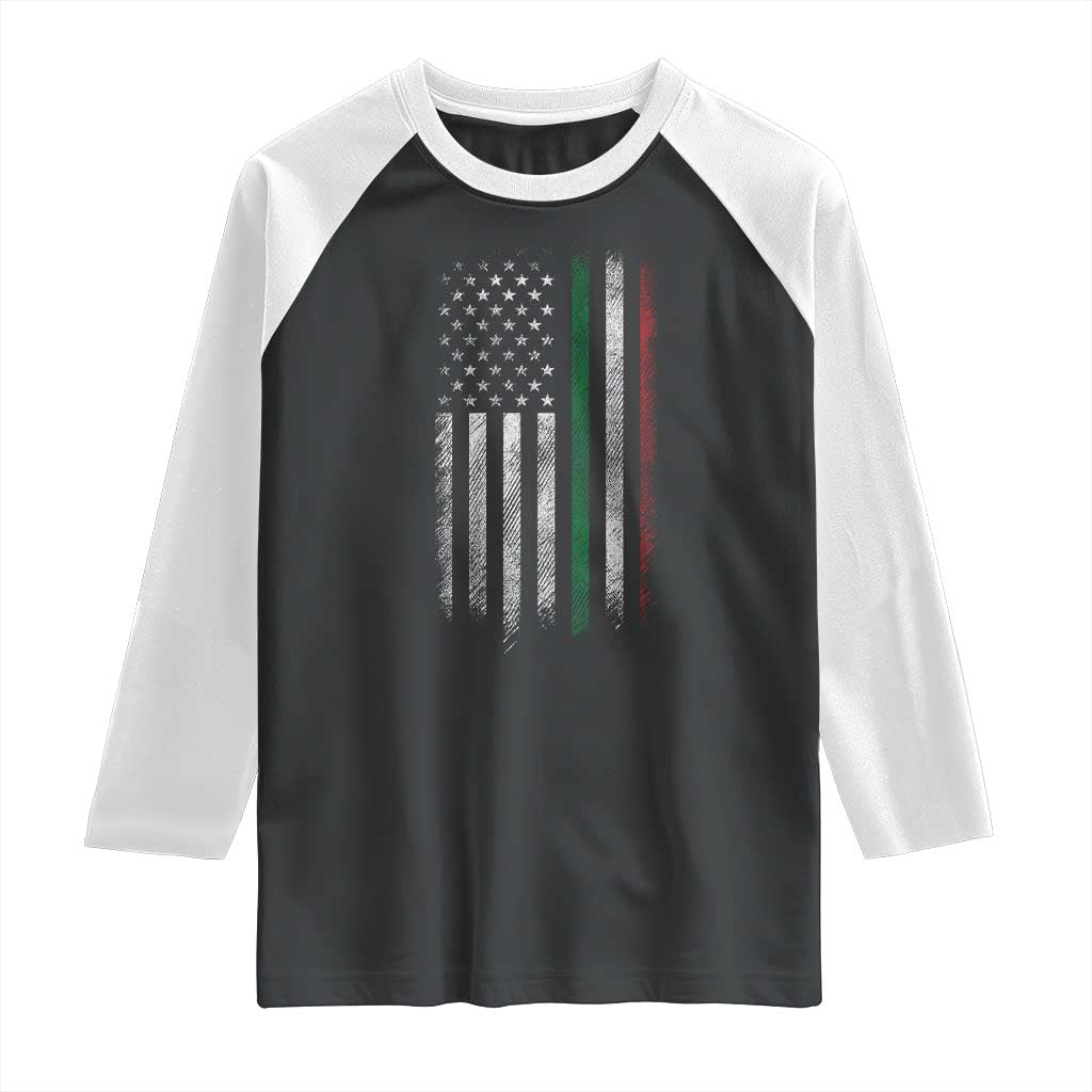 Italian American Flag Raglan Shirt Retro Italy Flag Italian Family - Wonder Print Shop