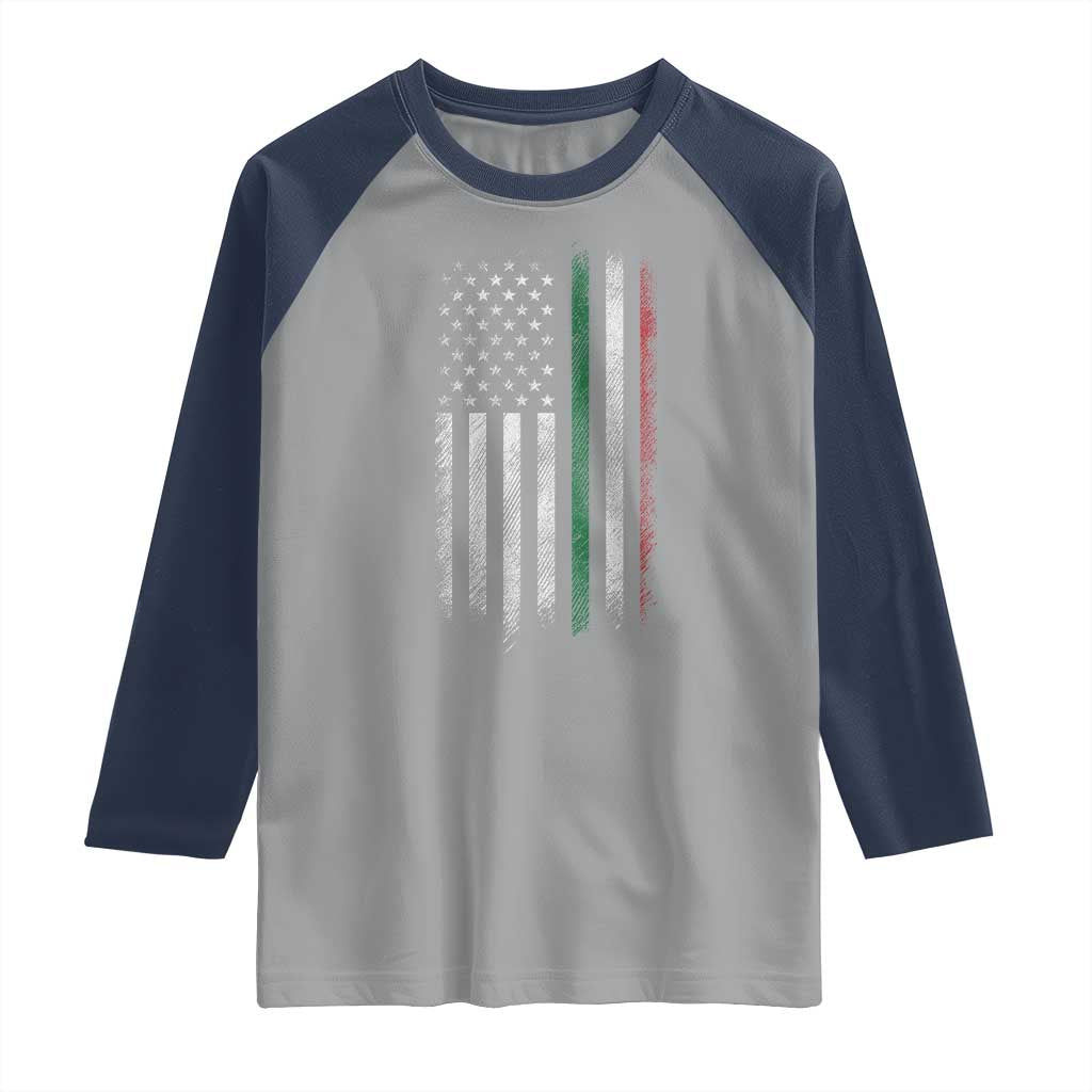 Italian American Flag Raglan Shirt Retro Italy Flag Italian Family - Wonder Print Shop
