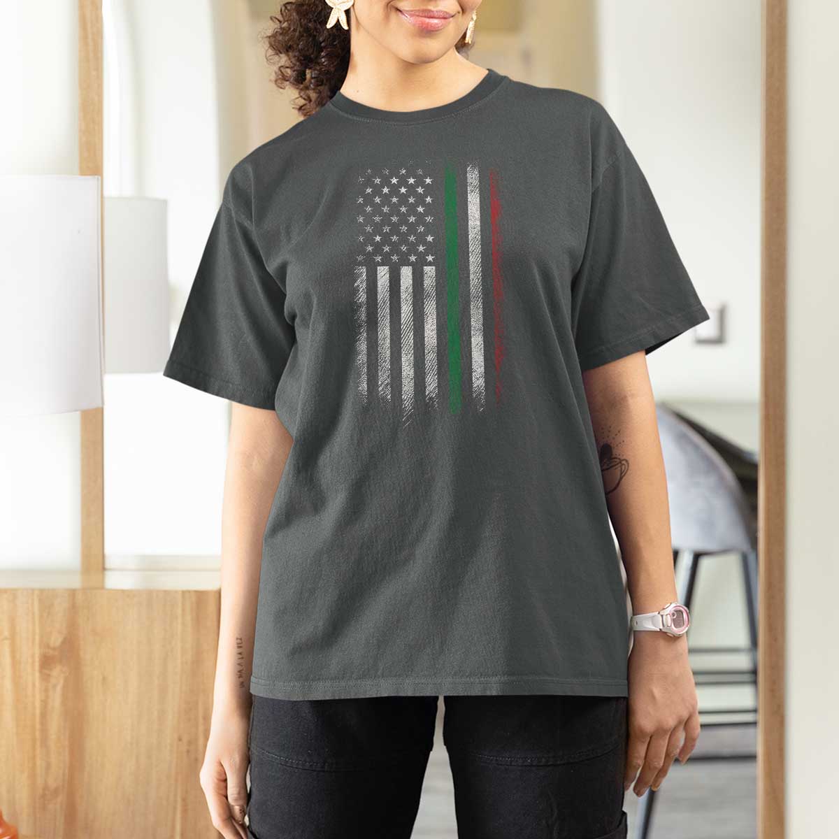 Italian American Flag T Shirt For Women Retro Italy Flag Italian Family - Wonder Print Shop