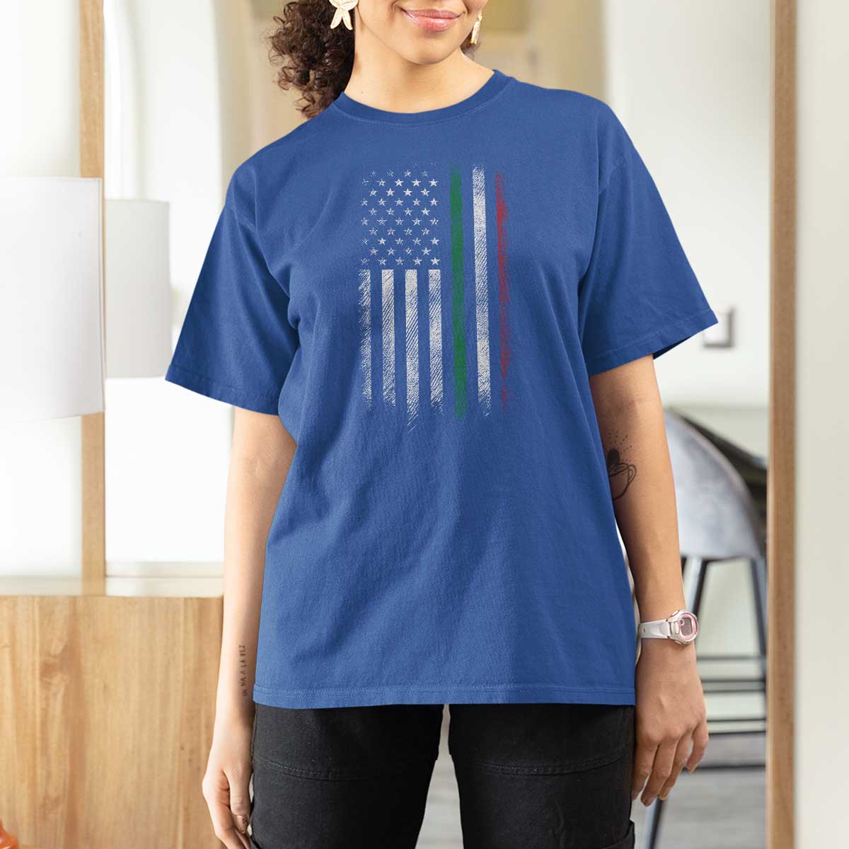 Italian American Flag T Shirt For Women Retro Italy Flag Italian Family - Wonder Print Shop