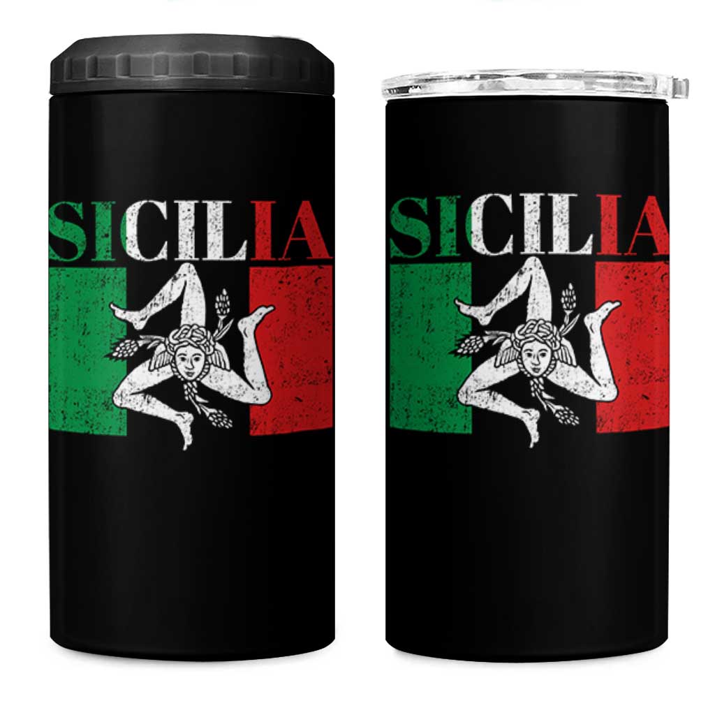 Italian Flag 4 in 1 Can Cooler Tumbler Pisa Tower Colosseum Classic Scooter Retro - Wonder Print Shop