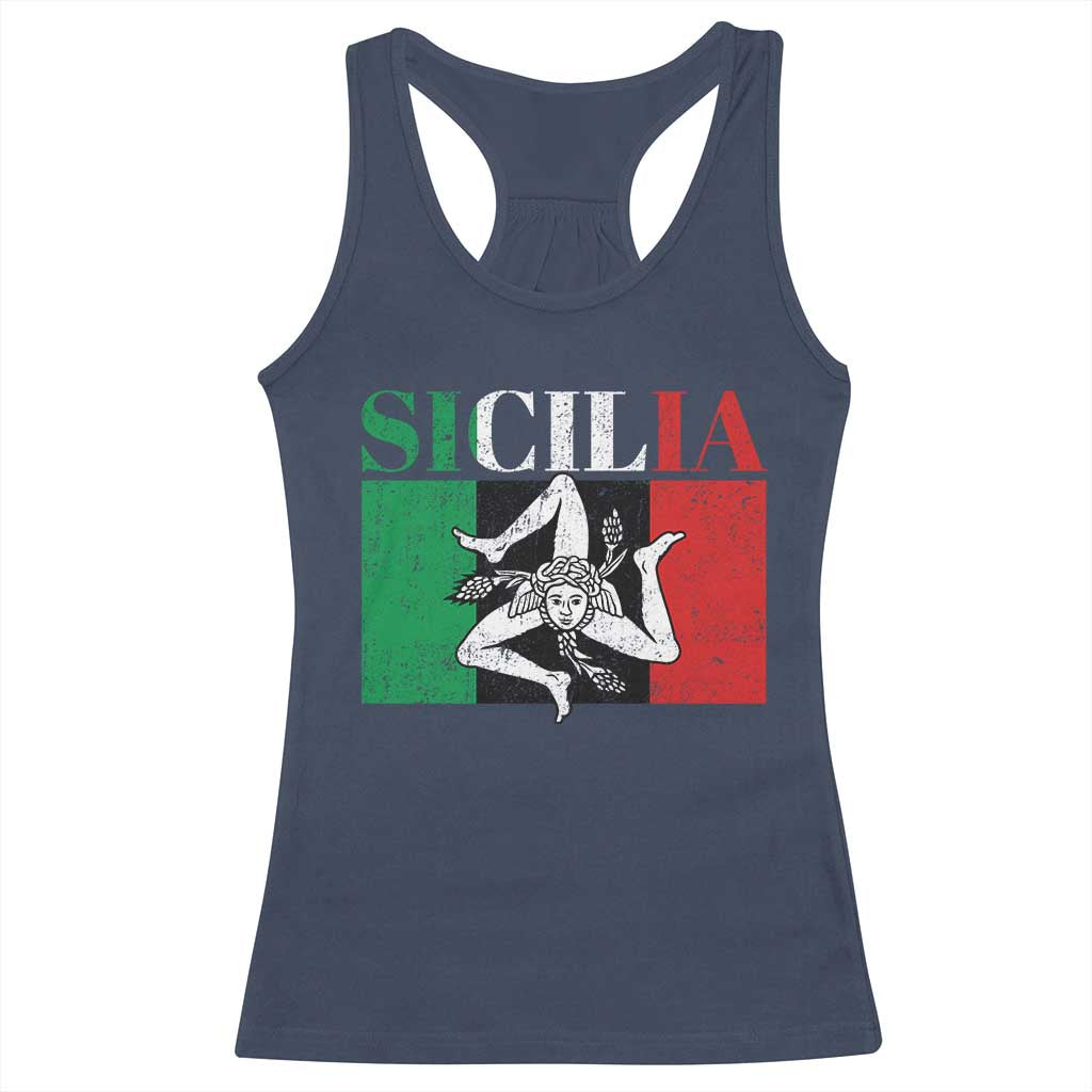 Italian Flag Racerback Tank Top Pisa Tower Colosseum Classic Scooter Retro - Wonder Print Shop