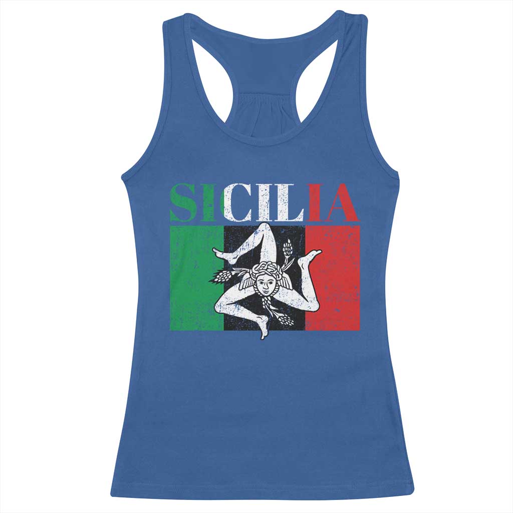 Italian Flag Racerback Tank Top Pisa Tower Colosseum Classic Scooter Retro - Wonder Print Shop