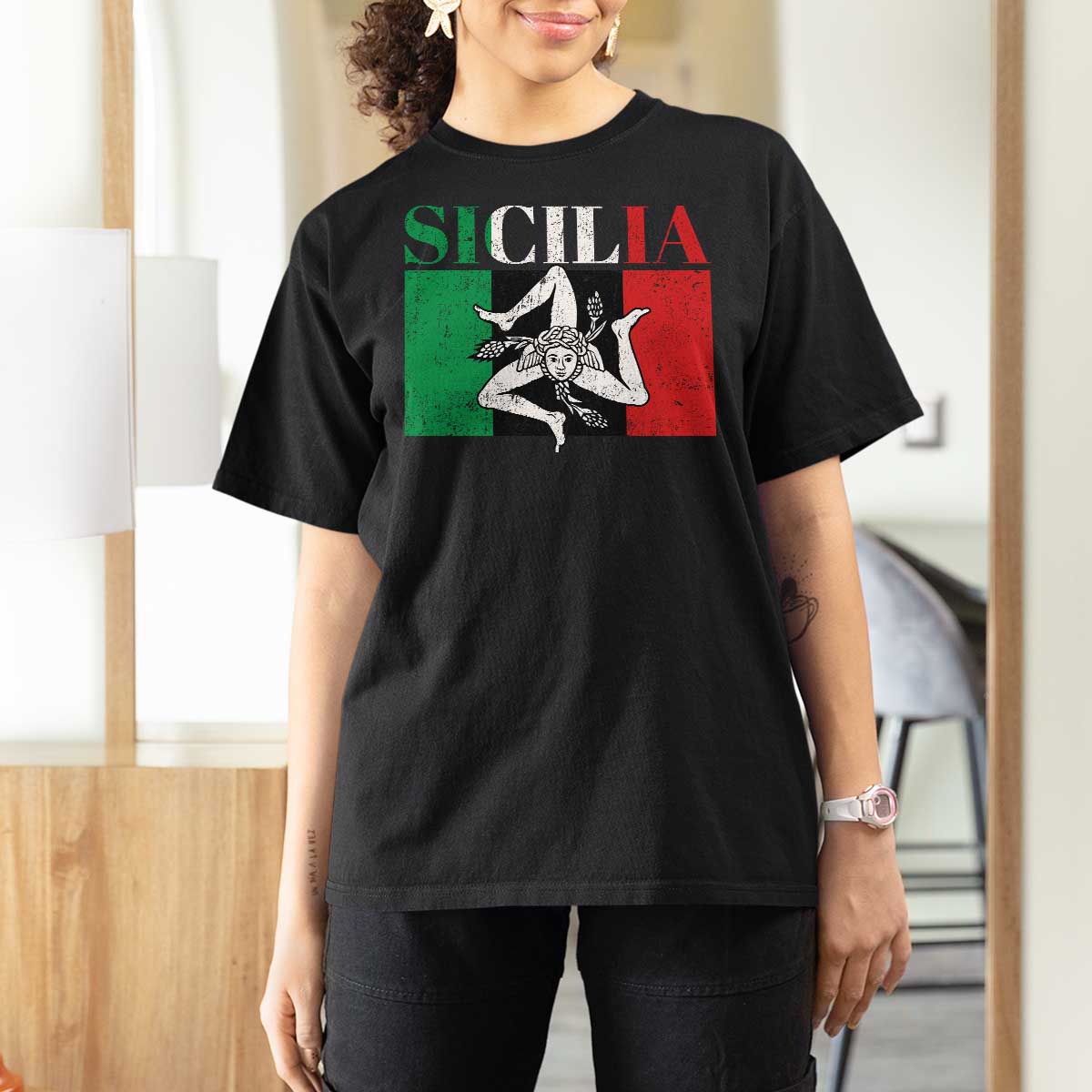 Italian Flag T Shirt For Women Pisa Tower Colosseum Classic Scooter Retro - Wonder Print Shop