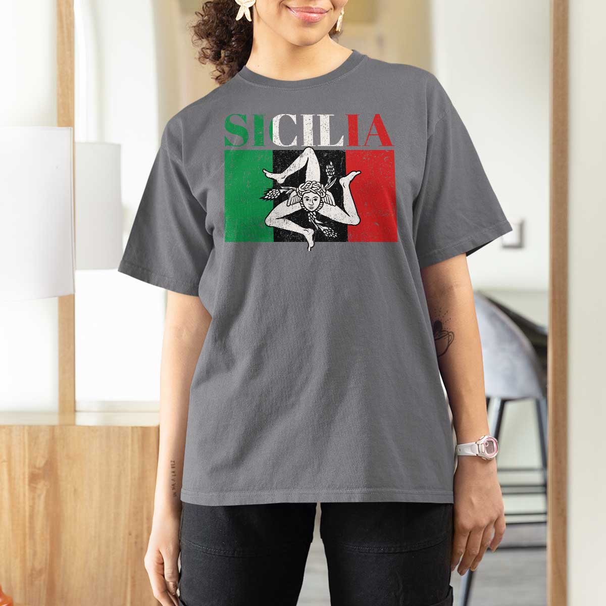 Italian Flag T Shirt For Women Pisa Tower Colosseum Classic Scooter Retro - Wonder Print Shop